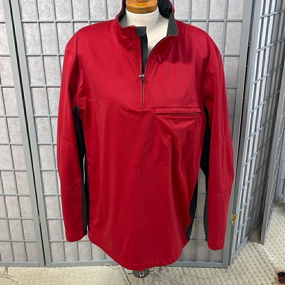 Men's Wind River 1/4 Zip Wind Pullover, XL, Red/Grey, 100% Polyester